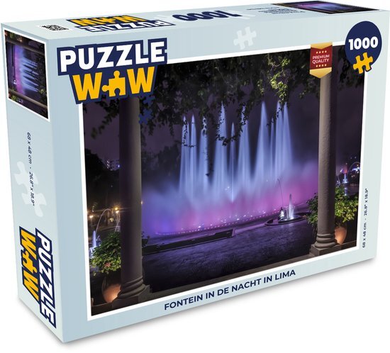 MuchoWow Puzzel Fontein in de nacht in Lima - Legpuzzel - Puzzel 1000 stukjes volwassenen