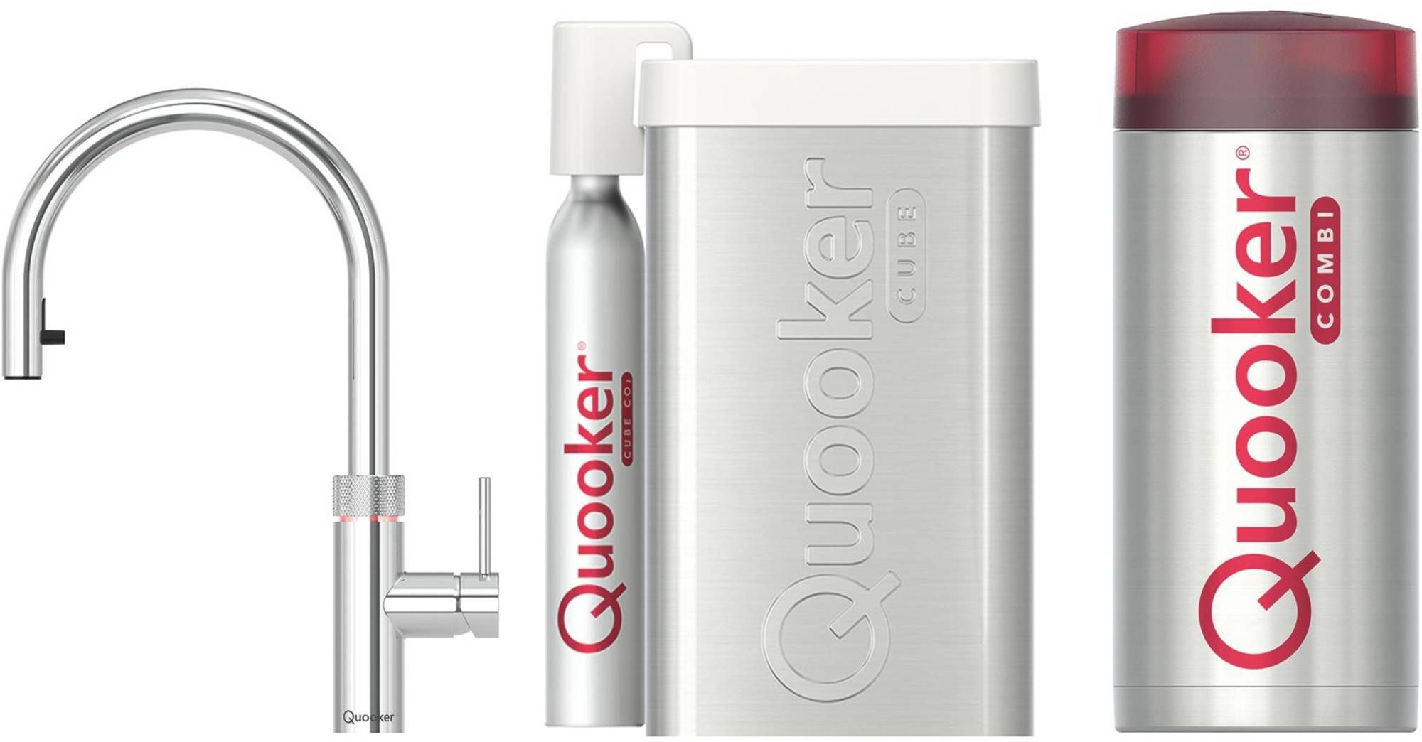 Quooker Flex Kokendwaterkraan - C uitloop - COMBI+ en CUBE reservoir - 5 in 1 - Chroom