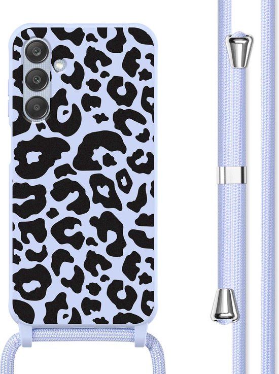 iMoshion Hoesje Samsung Galaxy A25 (5G) - Siliconen Design Hoesje met Koord - Animal Lila