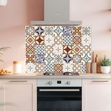 CREARREDA Red Azulejos Keukenachterwand van aluminium, 84 x 60 cm