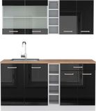 Vicco R-Line Cuisine pour une personne – 160 cm, WB Chêne noir brillant/blanc