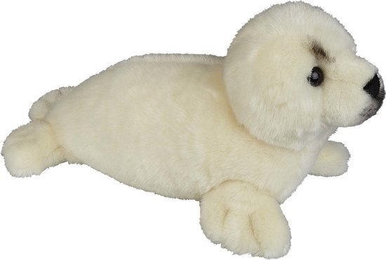 Ravensden Pluche kleine knuffel dieren witte Zeehond pup van 35 cm - Speelgoed knuffels zeedieren - Leuk als cadeau