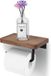 Unyqoos® porte-rouleau de toilette avec rangement – Montage mural (adhésif ou à visser) – Bois de noyer et aluminium spatial noir mat – 20 x 20 cm