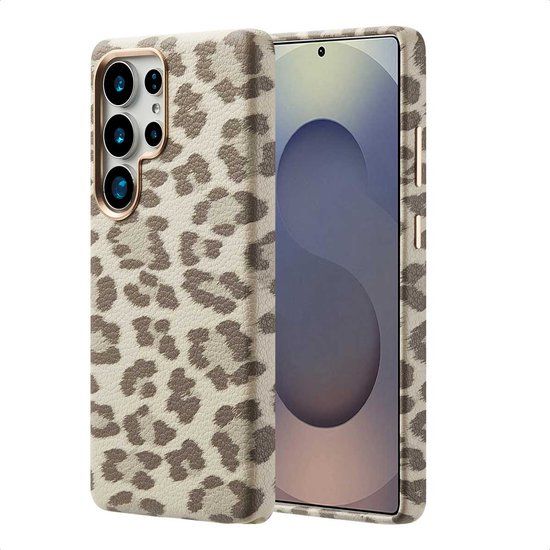 Selencia Sabi Backcover Panterprint met MagSafe voor de Samsung Galaxy S25 Ultra - Soft Ivory