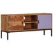vidaXL meuble TV bois d'acacia massif miel brun et gris 110x30x50 cm