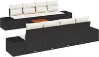 vidaXL Tuinbank Set 9-delig Zwart/Crème Polyrotan