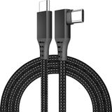 MMOBIEL VR Link Kabel USB-C naar USB-C Geschikt voor Meta Quest 3 / Quest 2 / Pro / Pico 4 en PC / Steam VR - 90 Graden Type-C Nylon Gevlochten Kabel voor VR Headset Gaming - 5m - Zwart