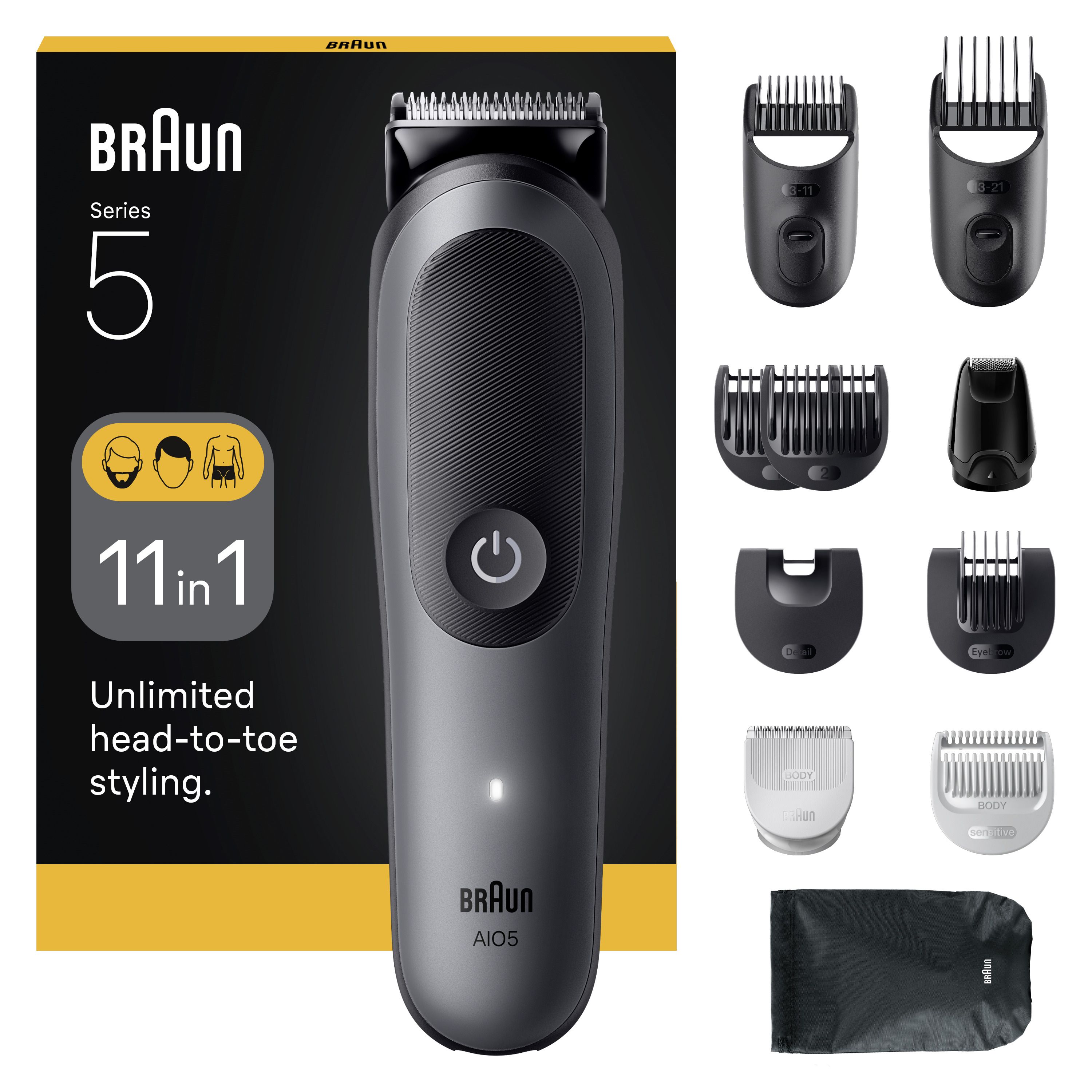 Braun All-In-One Series 5 scheer-, knip- en trimapparaat Donkergrijs 21 lengtestappen
