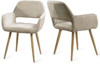 MEUBLE COSY Eetkamerstoelen - Set van 2 Naturel microfiber Metalen Poten- Beige