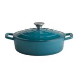APS 88312 braadpan met deksel "5 STARS", gietijzer, geschikt voor inductie, ovenbestendig, incl. dekselhouder, Ø 25 cm, 2,5 liter, turquoise