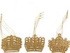 Cosy & Trendy Kersthangers kronen - 9x st - goud - 7 cm - hout