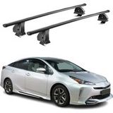 Omac Barres de toit transversales en acier pour Toyota Prius IV XW50 2015-2022 – Tüv / Din 75302:2019 – Antivol inclus – Rainure en T (accessoires) – Charge max 75 kg – 2 barres – Noir