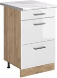 Vicco Keukenonderkast R-Line, Wit Hoogglans/Goudkleurig Eiken, 50 cm
