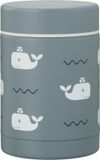 Fresk Thermos Lunchbox 300 ml - RVS Voedselcontainer – BPA-vrij – Lekvrije dop – Thermosbeker – Food Jar tot 6 Uur Warm – Lunchpot - Grijs - Whale blue