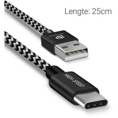 Dux Ducis USB-C Kabel - 25cm - Zwart 0.25 meter