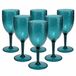 WDMT Set de 6 verres à vin en plastique – Bleu pétrole avec relief – Réutilisable – Ø 8 x 19 cm