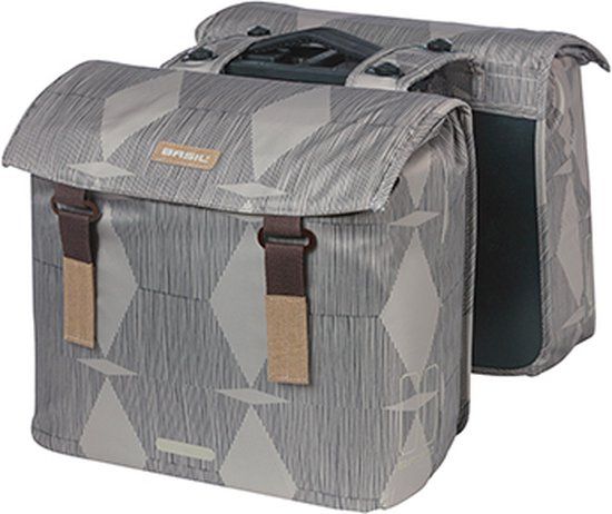 Basil Elegance Dubbele Fietstas MIK - 40L - Chateau Taupe - Achter - Waterafstotend