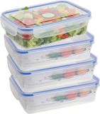 Excellent Houseware Vershoudbakje - 4x - 1400 ml - transparant - kunststof - 23 x 16 x 6,5 cm - Luchtdicht afgesloten