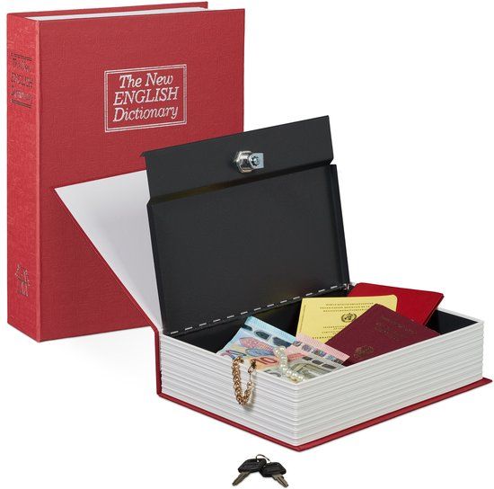 Boekkluis - Afsluitbaar - 2 Sleutels - 27x20x6.5cm - Rood