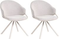 Beliani MYSTIC - Eetkamerstoel set van 2 - Off-white - Stof