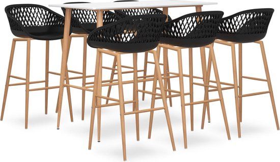 vidaXL 7-delige Barset Wit en Zwart