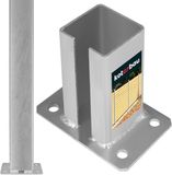 KOTARBAU® Paalhouder, voor Hekpalen, Paalvoet, Staal, 80 x 80 mm, Zilver