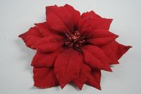 Kaemingk 1x stuks decoratie bloemen kerststerren rood glitter clip 24 cm