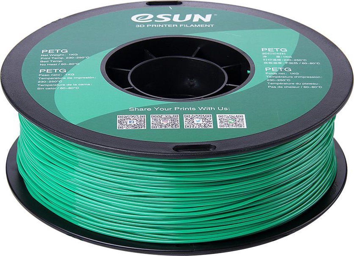 ESUN 1.75mm solid green PETG filament 1Kg - 6922572262157