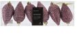 Decoris Dennenappel kunststof d4,5h8 cm pink 6 st