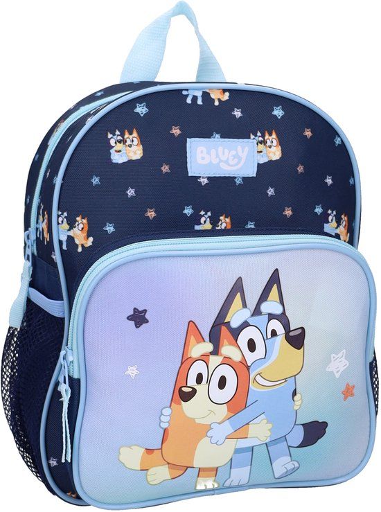 Bluey Kinder Rugzak Smoochy Kiss – Schoolrugzak – Blauw – Met Voorvak – 29x23x10 cm