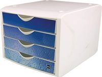 Helit Schubladenbox Chameleon H6129634 4Schübe A4/C4 cool water