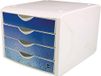 Helit Schubladenbox Chameleon H6129634 4Schübe A4/C4 cool water