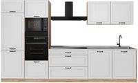 Vicco Complete keukeneenheid R-Line, Wit landelijk/Goudkleurig Eiken, 340 cm marmer werkblad