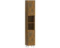 vidaXL Badkamerkast 30x30x179 cm bewerkt hout gerookt eikenkleurig