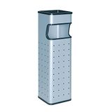 OFITURIA® Asbak staande en wandafvalbak voor buiten, metallic, 24 liter, kleur zilver, geperforeerd, uitneembaar dienblad in zwart
