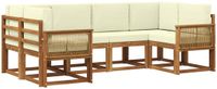 vidaXL - Buiten - bank - set - 6 - st - Natuurlijk - en - Crème - Massief - Acacia - Hout