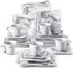 Glamorous Bordenset – Dinerborden – 6 personen – 30 delig – Marmerlook Keramisch – Ontbijtborden – Luxe design