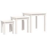 VidaXL Tafeltjesset 3 st massief grenenhout wit