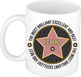 Bellatio Decorations Naam mok Delano - wit - Most Brilliant - keramiek - 300 ml - collega beker - cadeau