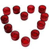VOHO Rode kaarsenhouders voor tafel middenstuk, theelichtkaarsenhouder set van 12 voor kleine theelichtkaarsen, glazen votief kandelaars voor haar Valentijn Kerstmis (5 x 3,5 cm)
