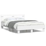 vidaXL Bedframe met hoofdbord bewerkt hout wit 140x200 cm