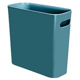 Youngever 5,5 l slanke vuilnisbak, herbruikbare 5,5 l plastic vuilnisbak, kleine vuilnisbak met handgrepen voor thuiskantoor, woonkamer, studeerkamer, keuken, badkamer (groenblauw)