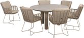 4 Seasons Outdoor Donato Fabrice dining tuinset 7-delig 160 cm rond keramiek latte