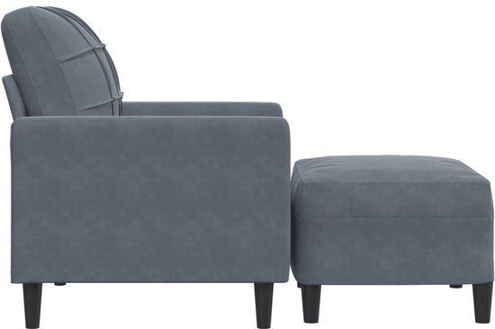 vidaXL Fauteuil met voetenbank fluweel donkergrijs