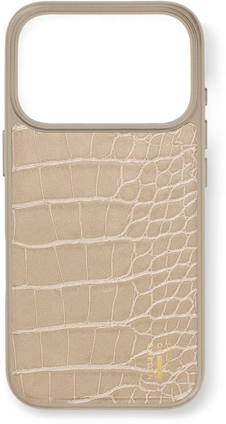 iDeal of Sweden Vegan Leather geschikt voor MagSafe Backcover geschikt voor iPhone 17 Pro - Warm Beige Croco