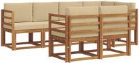 vidaXL Hoek loungeset 7 zitplaatsen Acacia hout Natuurlijk en beige