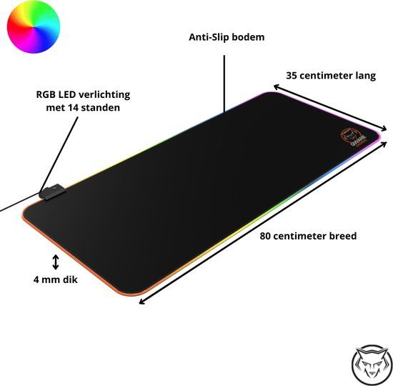 Qware Gaming Muismat XXL - RGB - 80x35cm