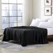 Cathay Home Hotel Luxury rimpel- en vervagingsbestendig, dubbel geborsteld ultrazacht microvezel 1-delig eenpersoons plat laken - zwart, volledig (205 cm x 243 cm)