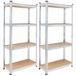 Monzana Stellingkast - Set van 2 170x75x30cm 280kg 4 MDF Planken - Zilver