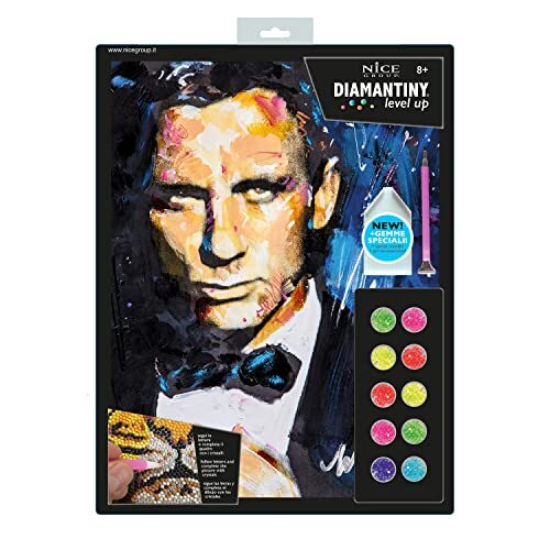 DIAMANTINY Level Up-PLUS Celebrities-activiteiten Crystal Art, Diamond Painting Kit, Daniel Craig, A4, 96463